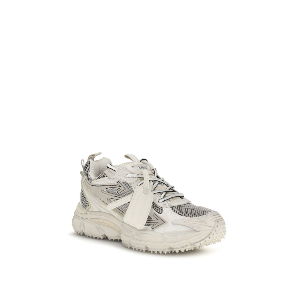 Off-White Beige Fabric Athletic Men's Sneakers