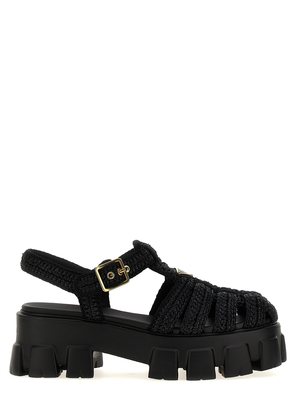 Prada Black Viscose Platform Women's Sandals