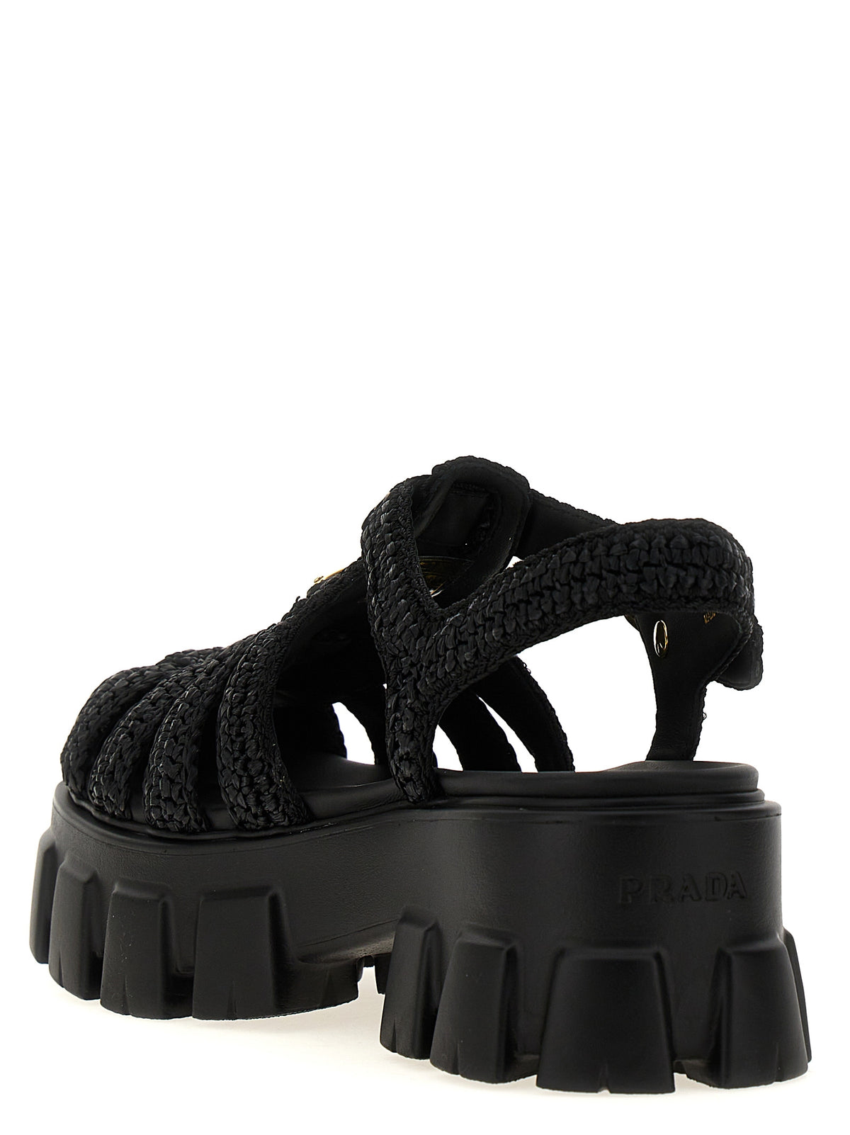 Prada Black Viscose Platform Women's Sandals
