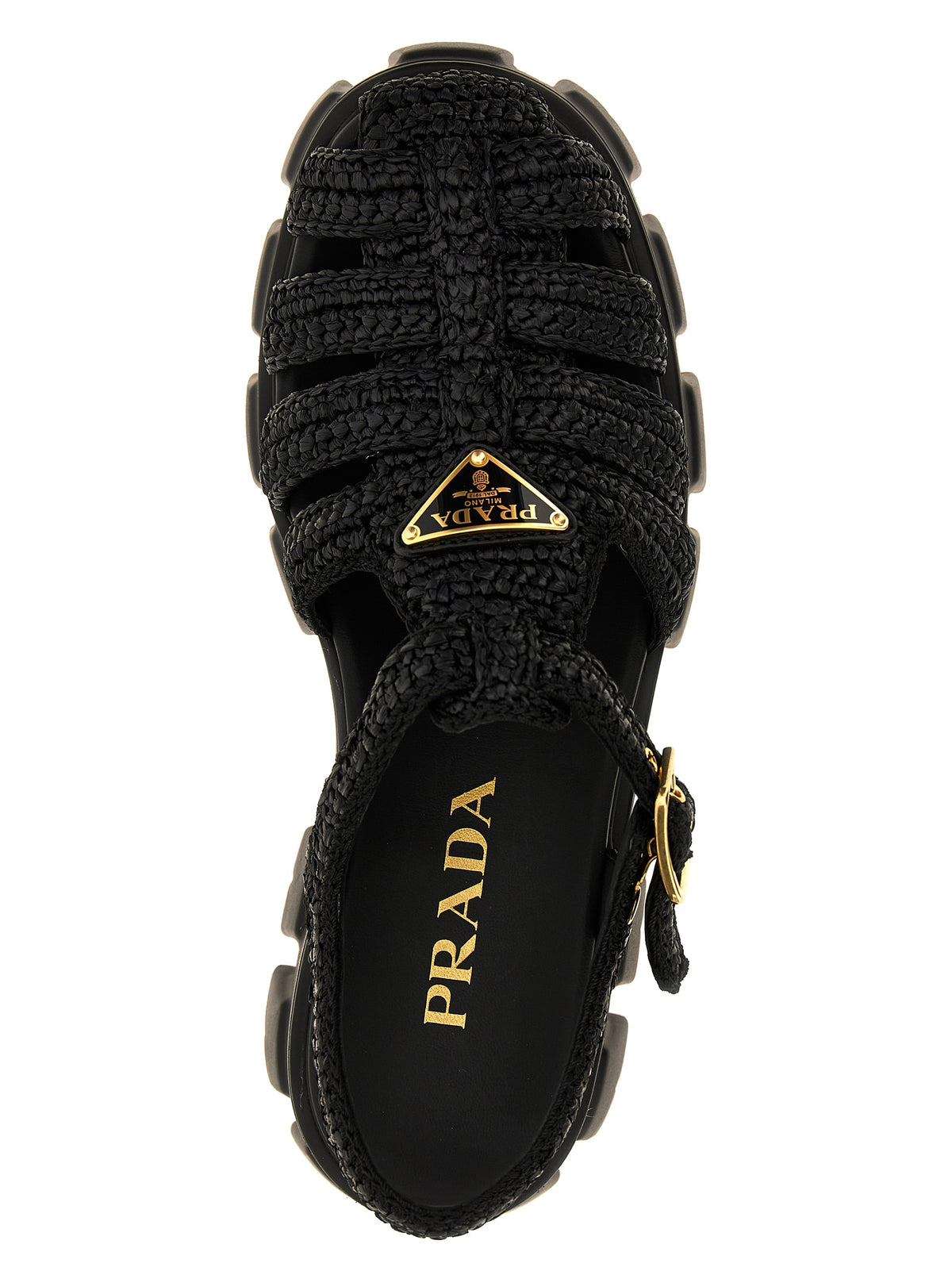 Prada Black Viscose Platform Women's Sandals