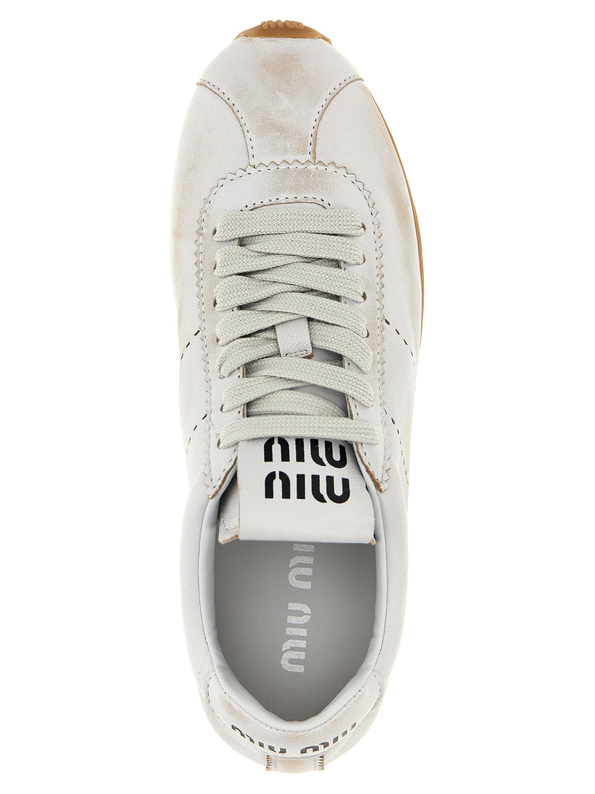 Miu Miu White Calfskin Low Top Women's Sneakers