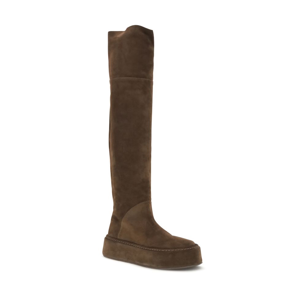 Casadei Brown Suede Leather Over The Women's Knee