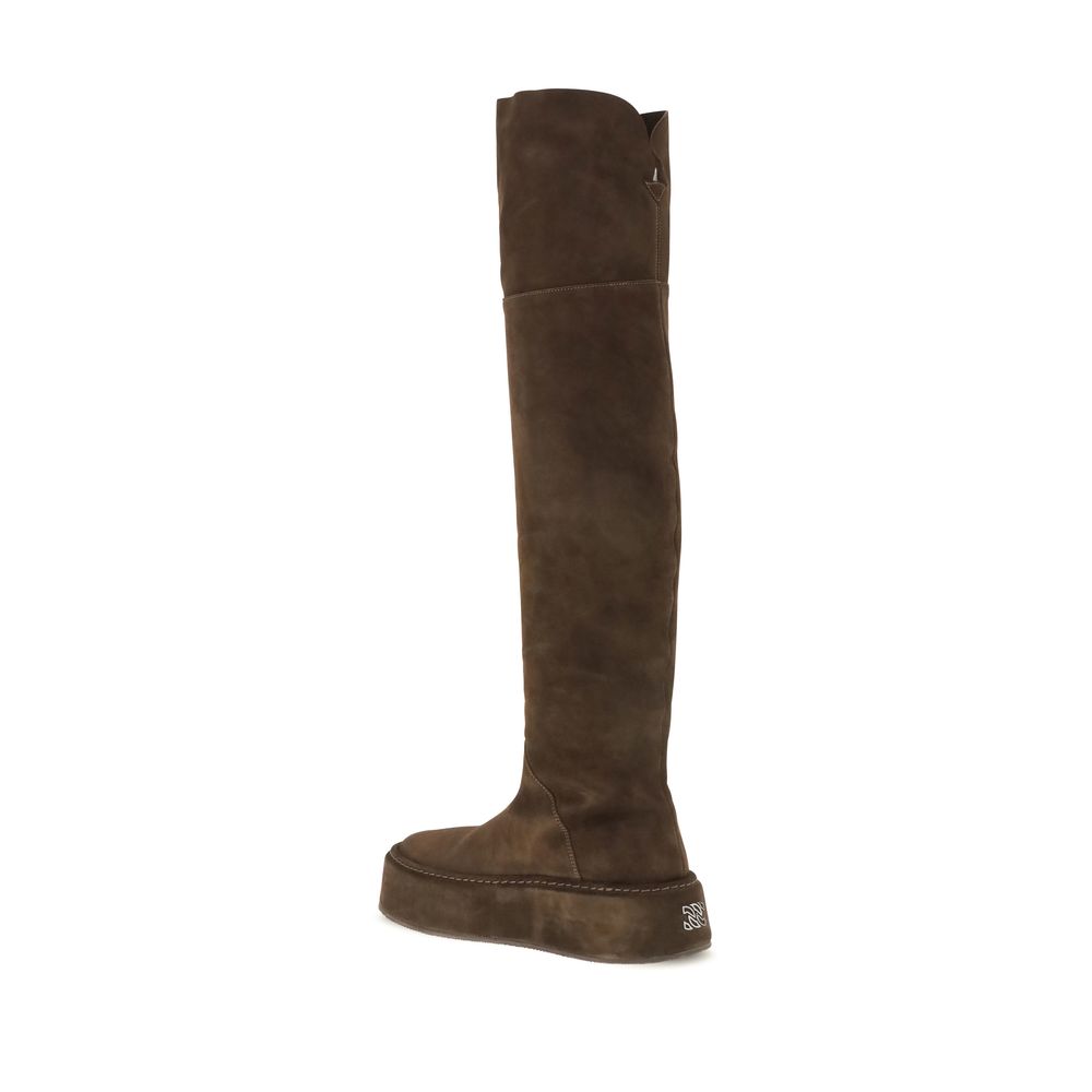 Casadei Brown Suede Leather Over The Women's Knee