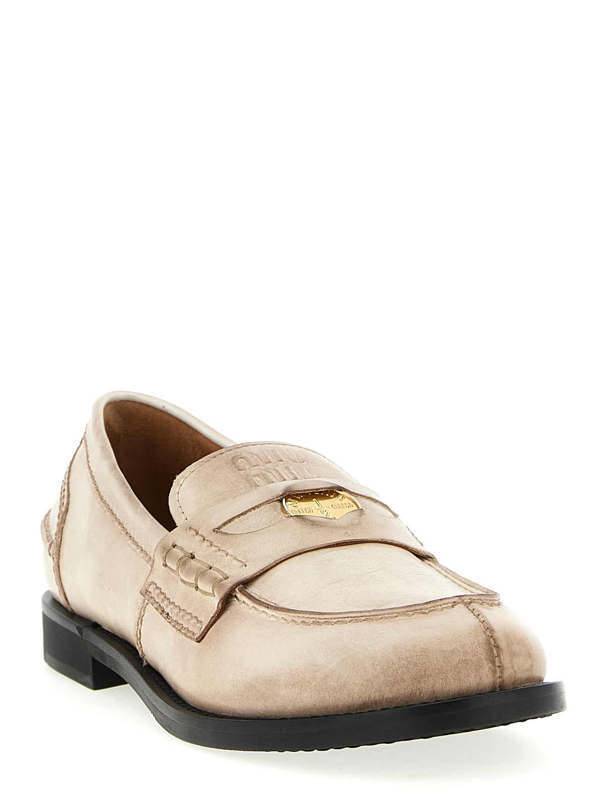 Miu Miu White Calfskin Slip-On Women's Loafers