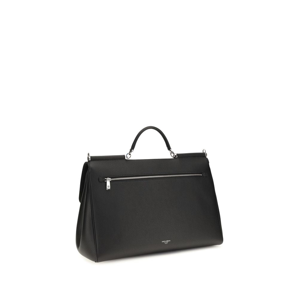 Dolce & Gabbana Black Calf Leather Bos Taurus Men's Handbag