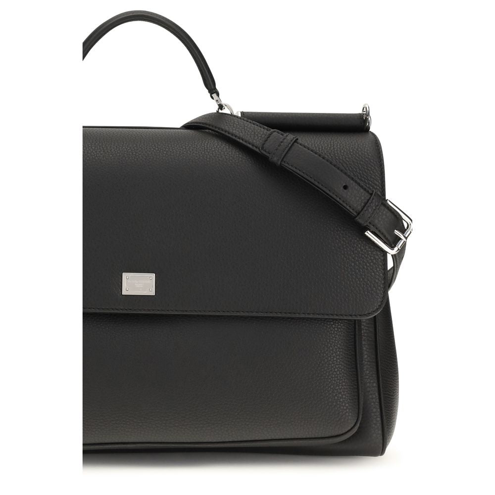 Dolce & Gabbana Black Calf Leather Bos Taurus Men's Handbag