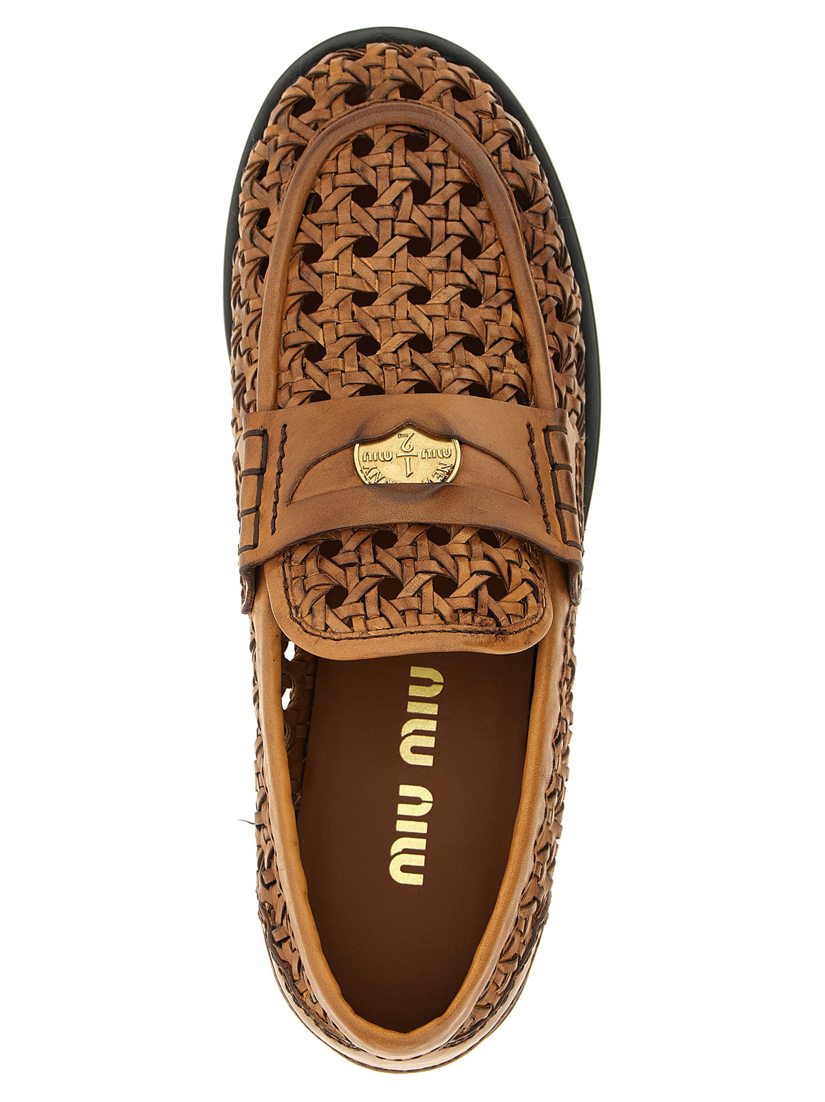 Miu Miu Brown Calfskin Slip-On Women's Loafers