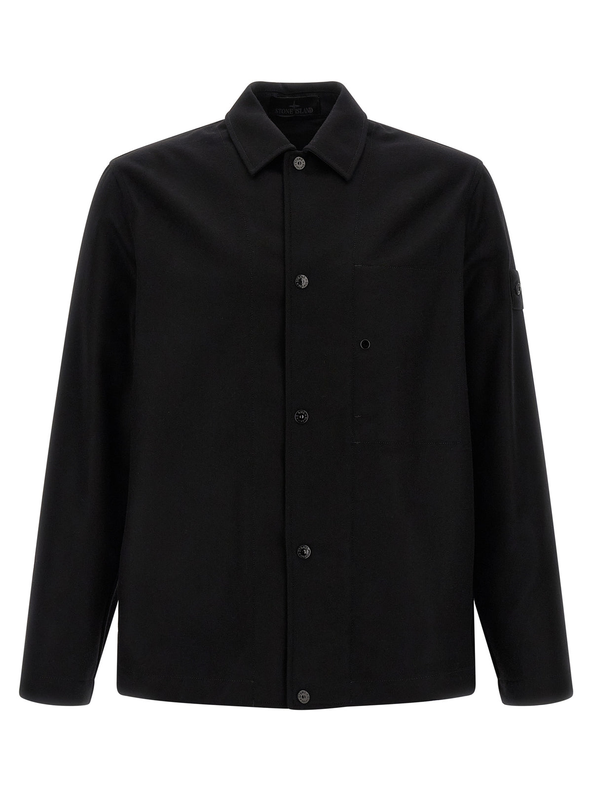 Stone Island Black Virgin Wool Men's Blouse