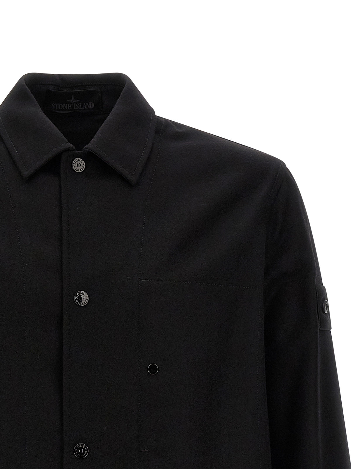 Stone Island Black Virgin Wool Men's Blouse