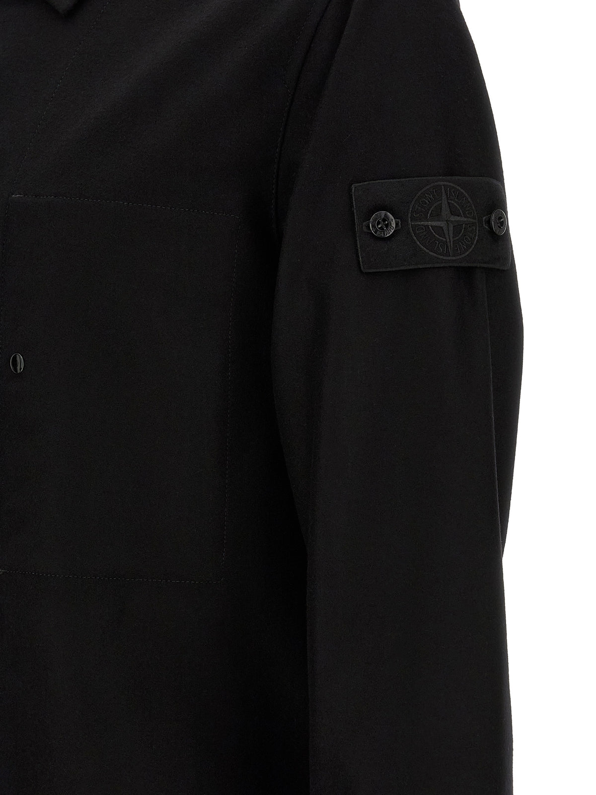 Stone Island Black Virgin Wool Men's Blouse