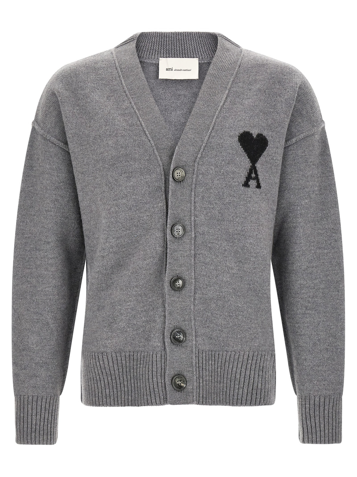 Ami Paris Gray Wool Men's Cardigan