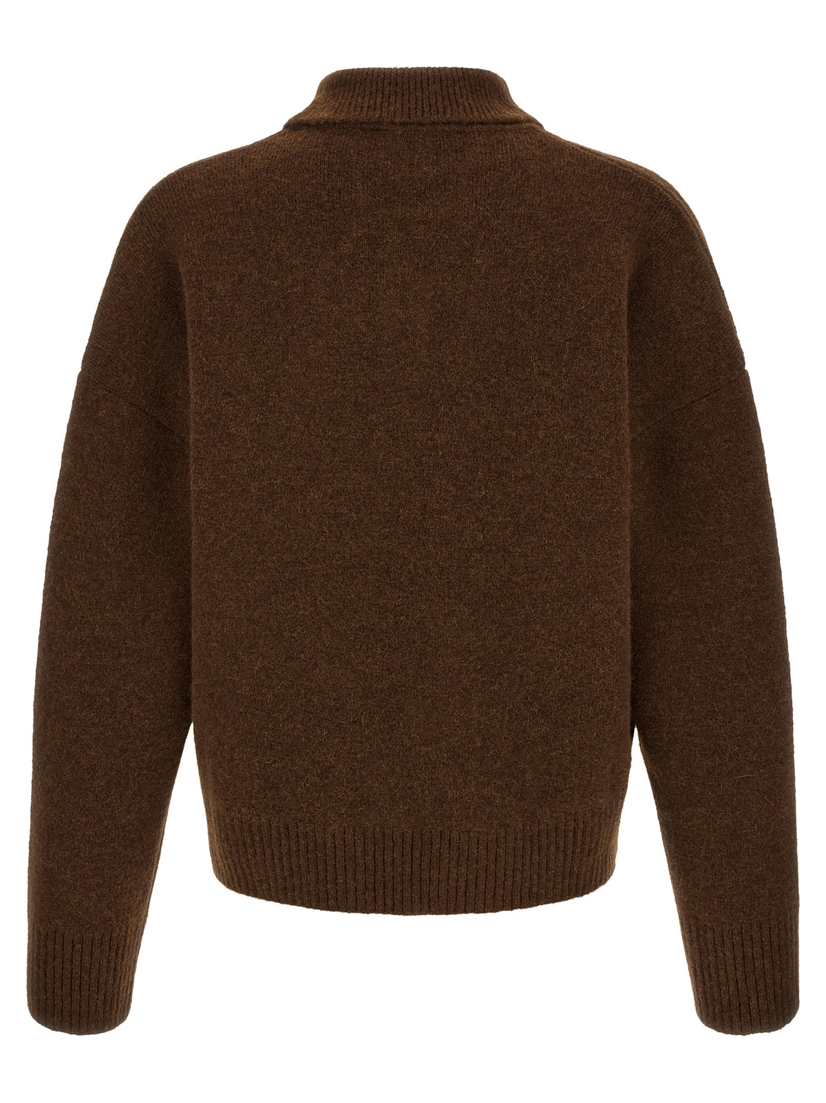 Ami Paris Brown Alpaca Leather Polo Men's Shirt