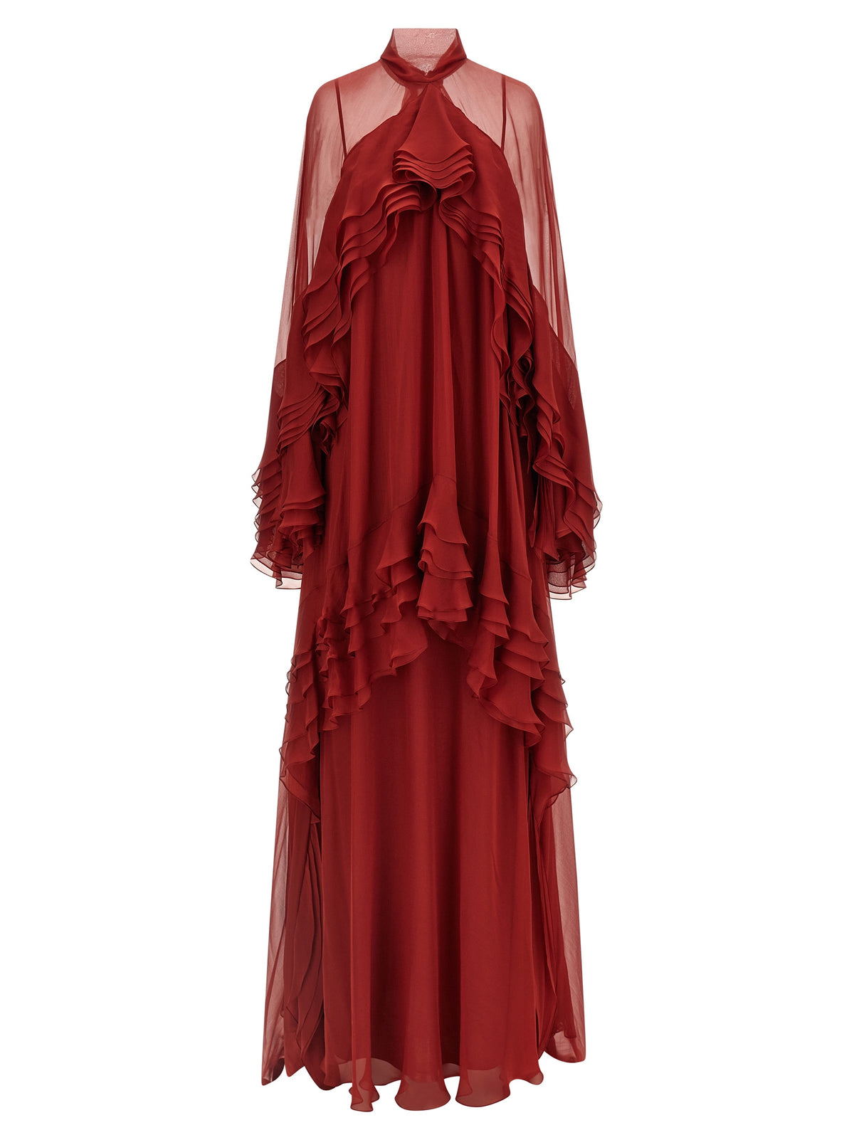 Alberta Ferretti Bordeaux Silk Long Women's Dress