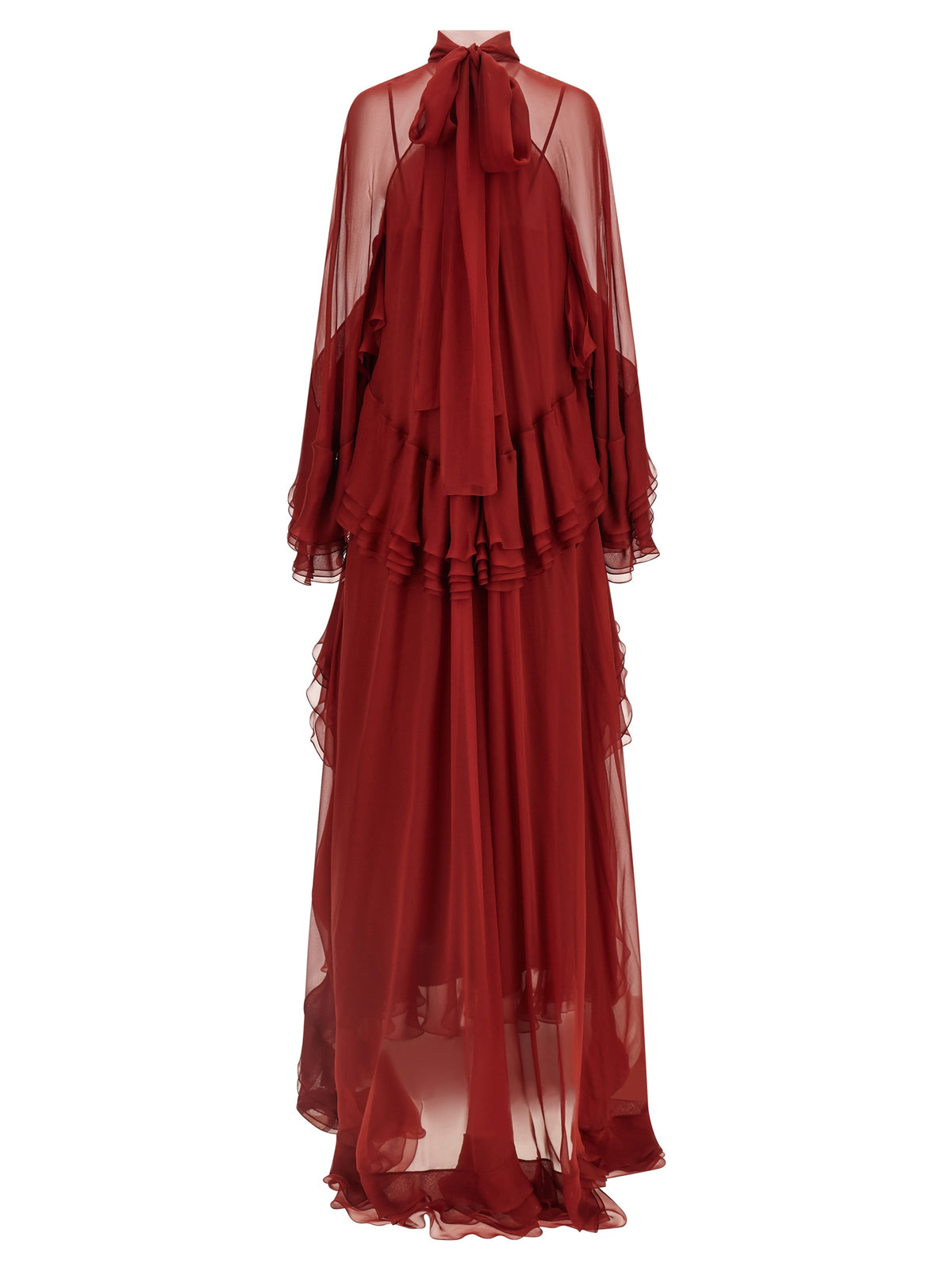 Alberta Ferretti Bordeaux Silk Long Women's Dress