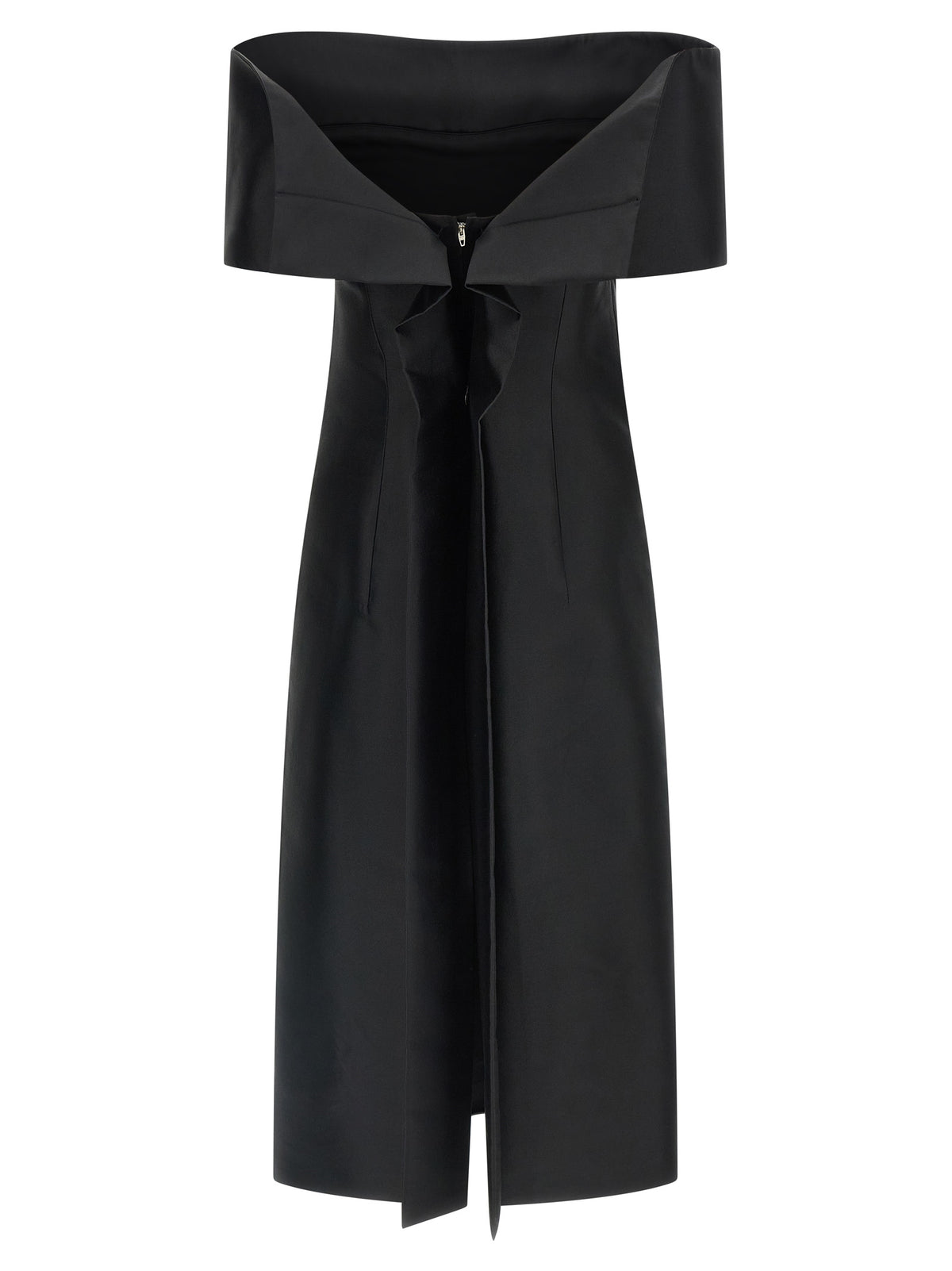 Jil Sander Black Silk Midi Women's Dress