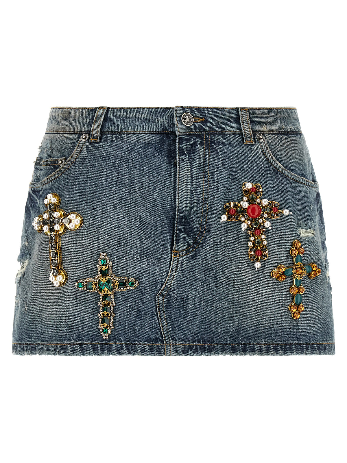 Dolce & Gabbana Blue Cotton Long Women's Skirt