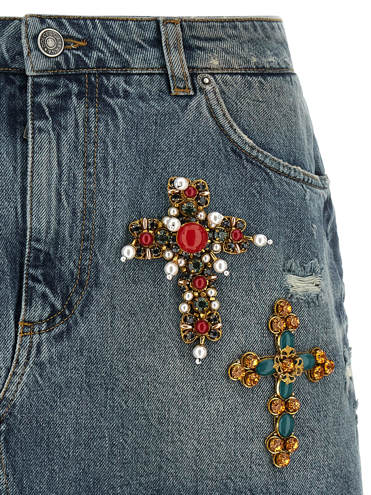 Dolce & Gabbana Blue Cotton Long Women's Skirt