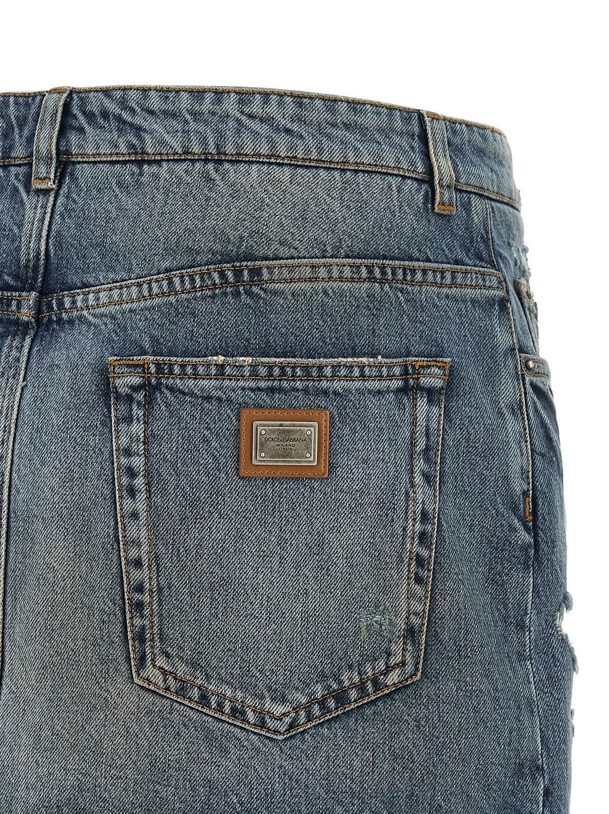 Dolce & Gabbana Blue Cotton Long Women's Skirt