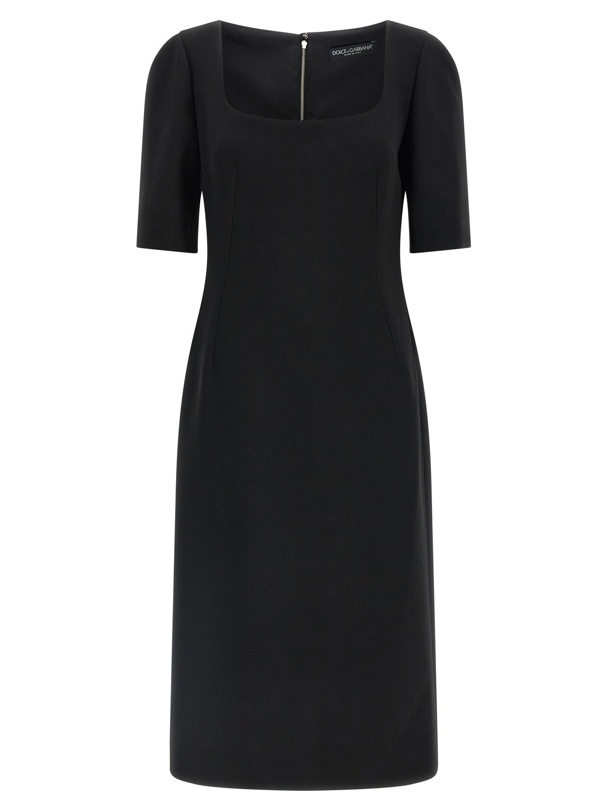 Dolce & Gabbana Black Virgin Wool Midi Women's Dress