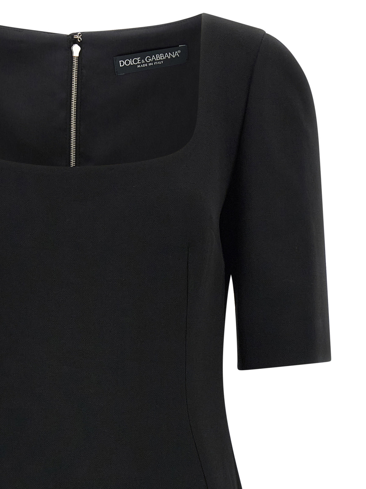 Dolce & Gabbana Black Virgin Wool Midi Women's Dress