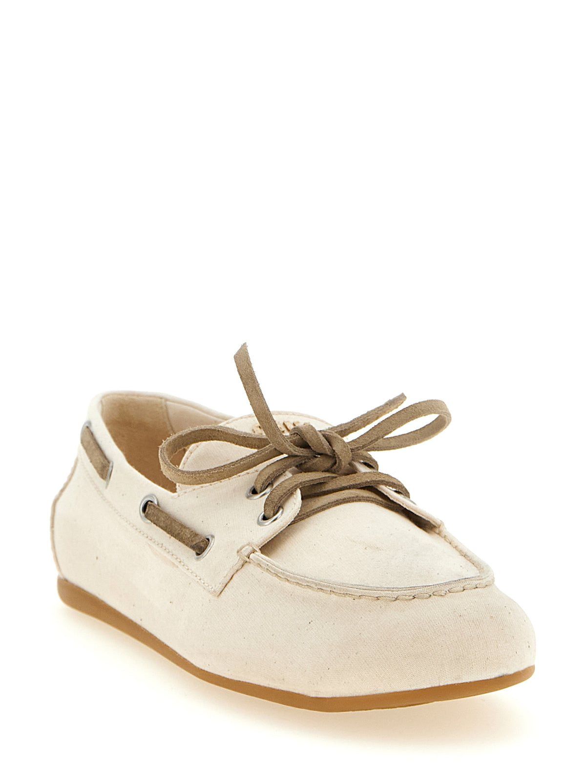 Miu Miu Beige Cotton Slip-On Women's Loafers
