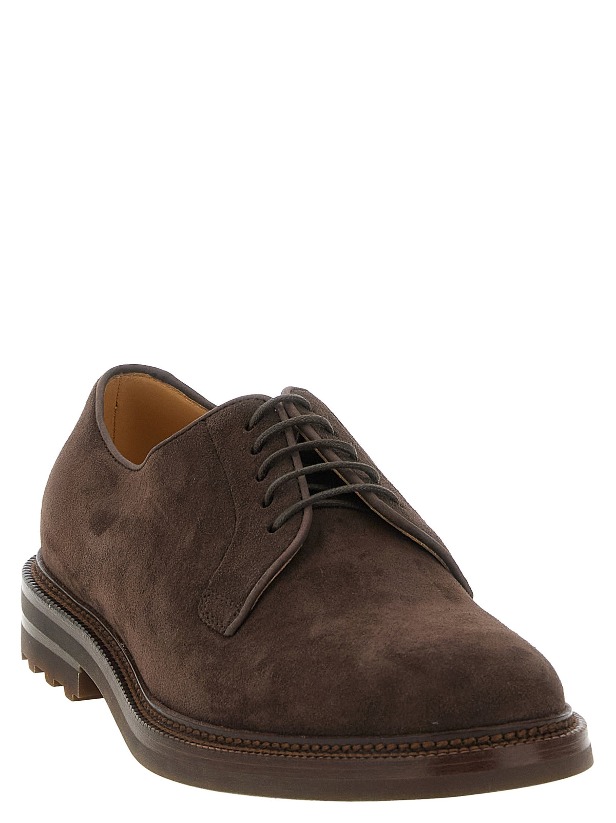 Brunello Cucinelli Brown Calfskin Oxfords And Men's Derbies