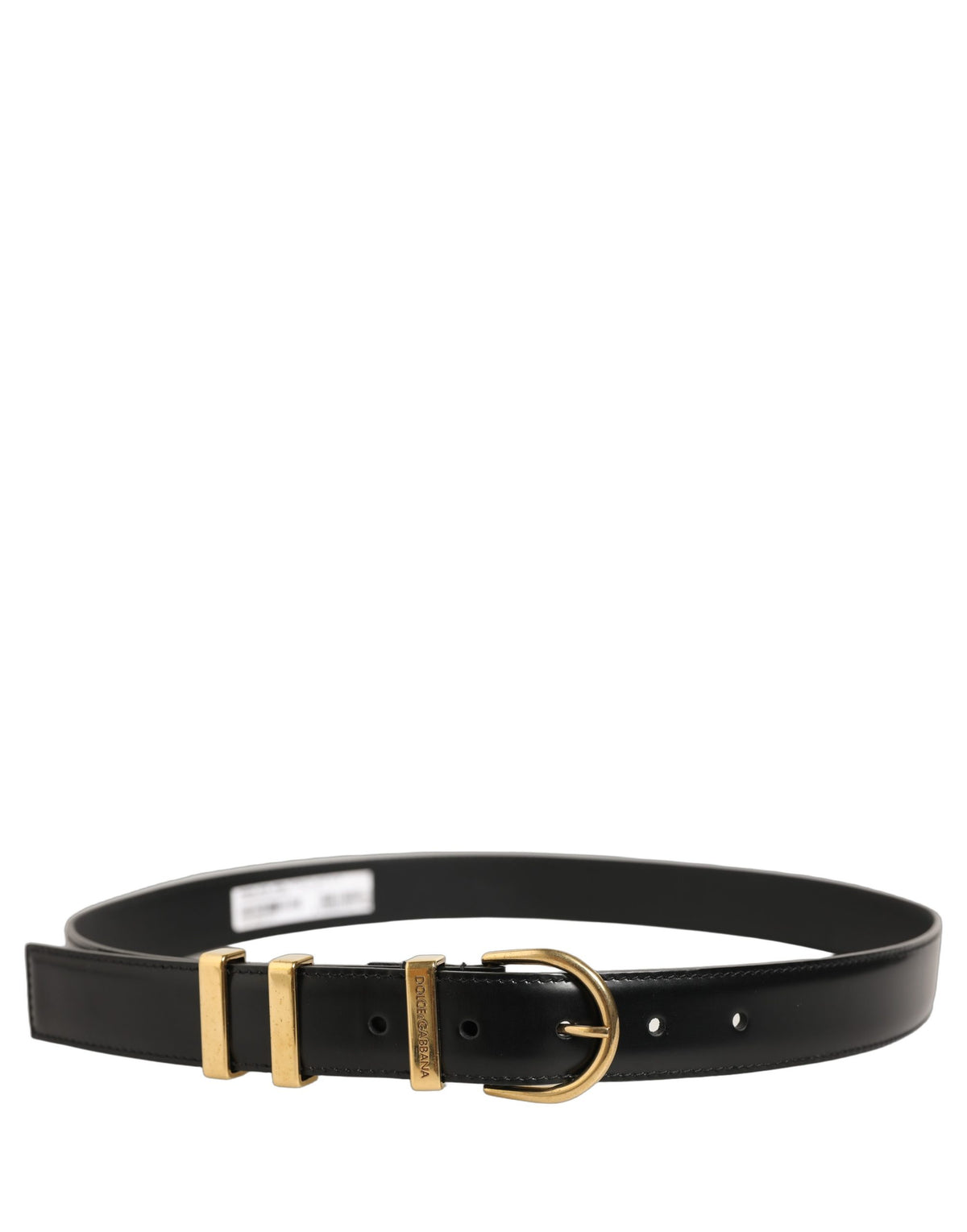 Dolce & Gabbana Black Classic Leather Gold Tone Buckle Women's Belt (Pre-Owned)