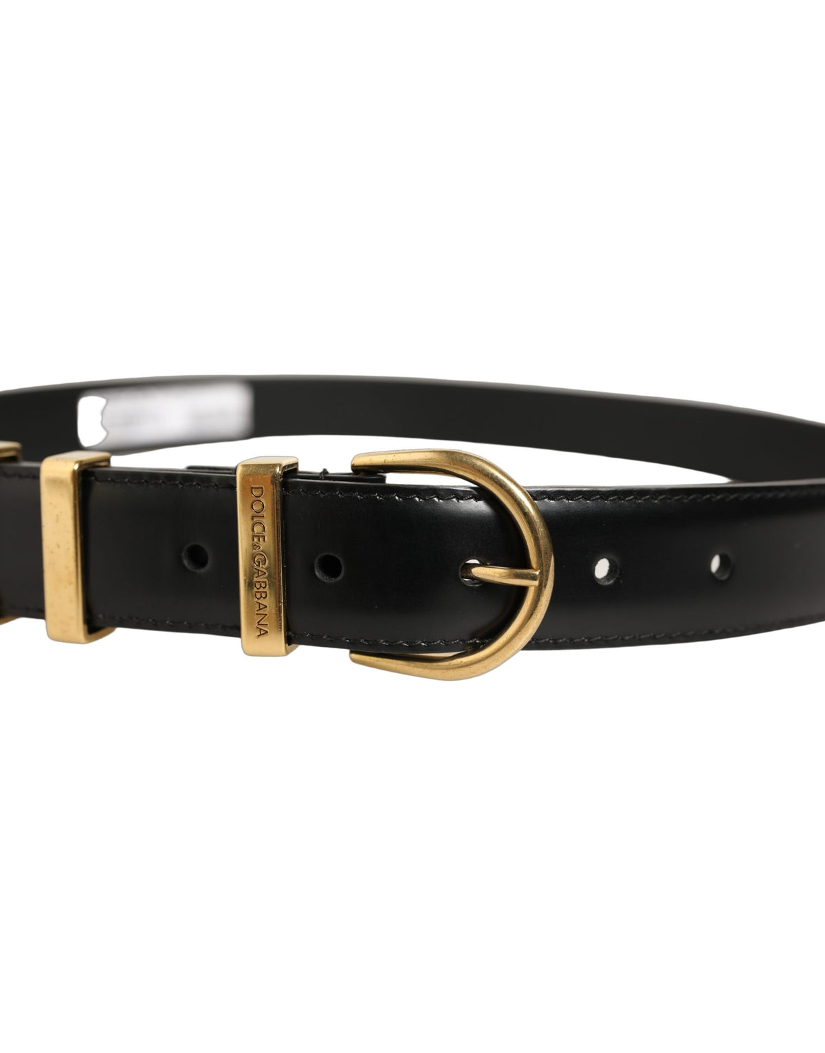 Dolce & Gabbana Black Classic Leather Gold Tone Buckle Women's Belt (Pre-Owned)