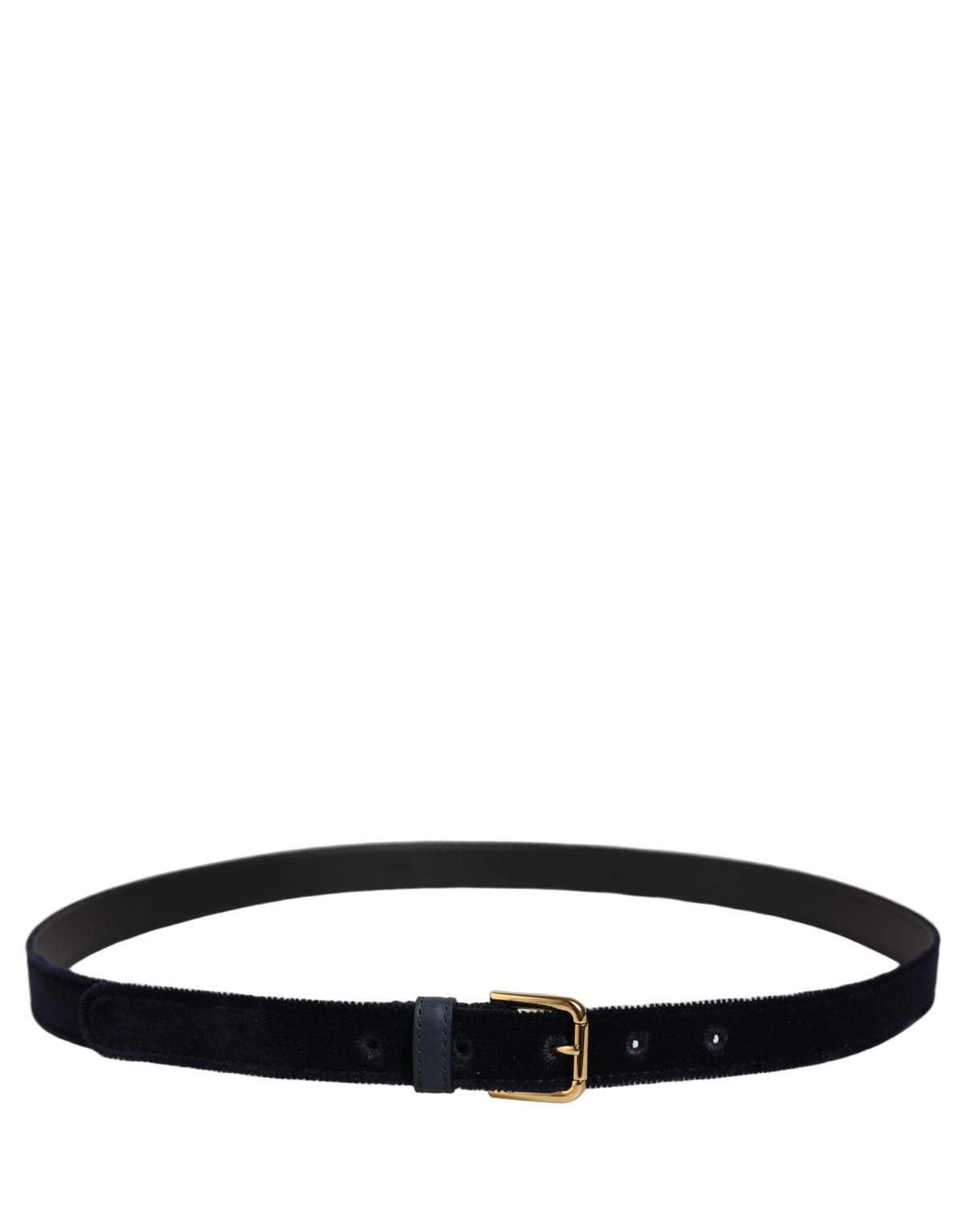 Dolce & Gabbana Dark Blue Velvet Gold Tone Metal Buckle Women's Belt