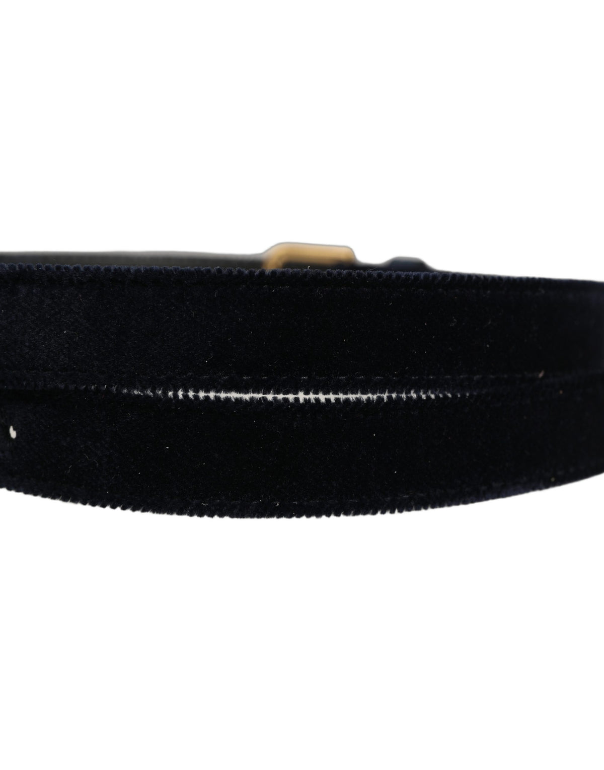 Dolce & Gabbana Dark Blue Velvet Gold Tone Metal Buckle Women's Belt
