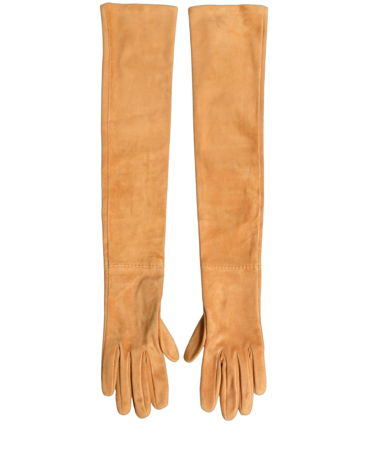 Dolce & Gabbana Tan Genuine Leather Suede Elbow Length Women's Gloves