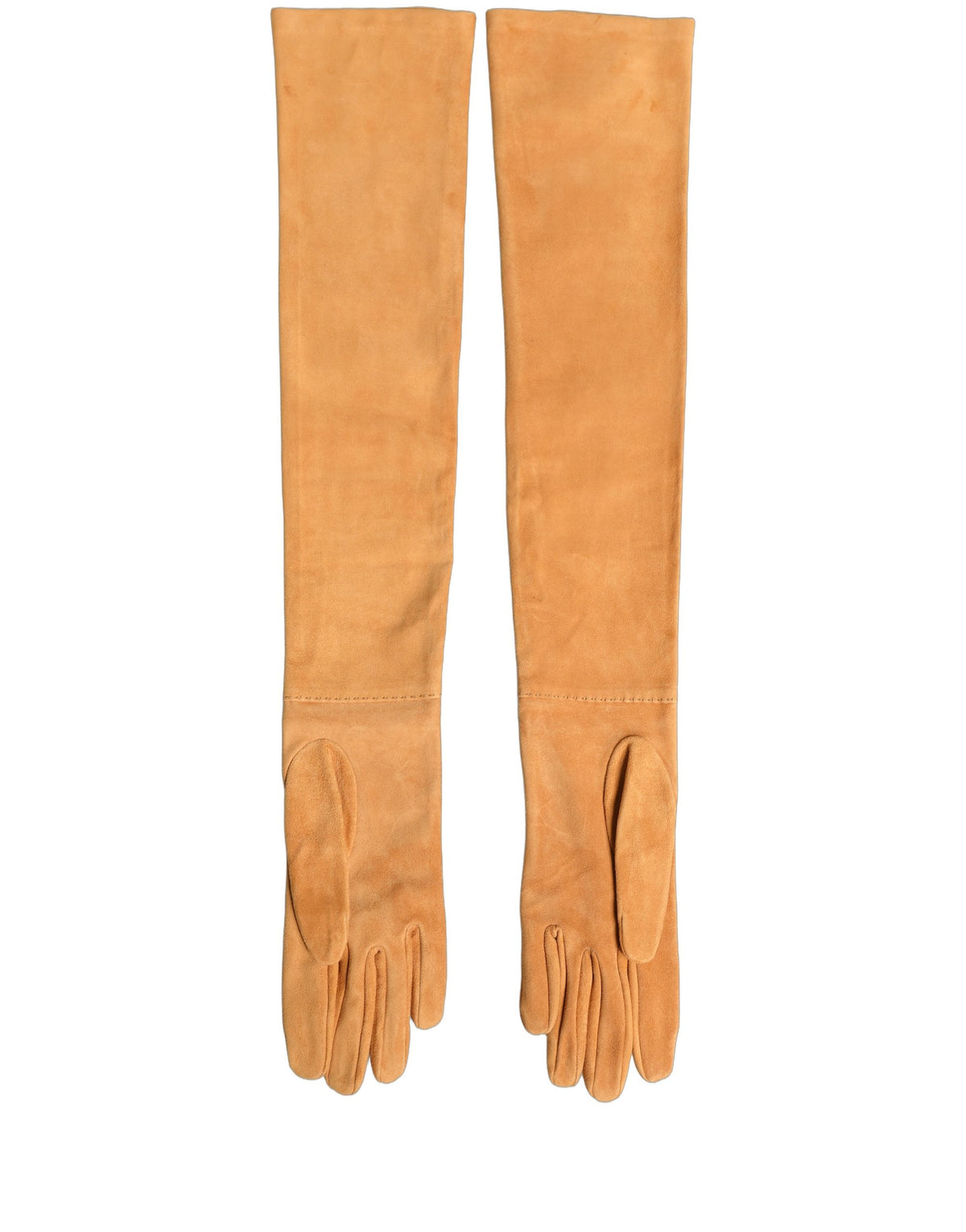 Dolce & Gabbana Tan Genuine Leather Suede Elbow Length Women's Gloves