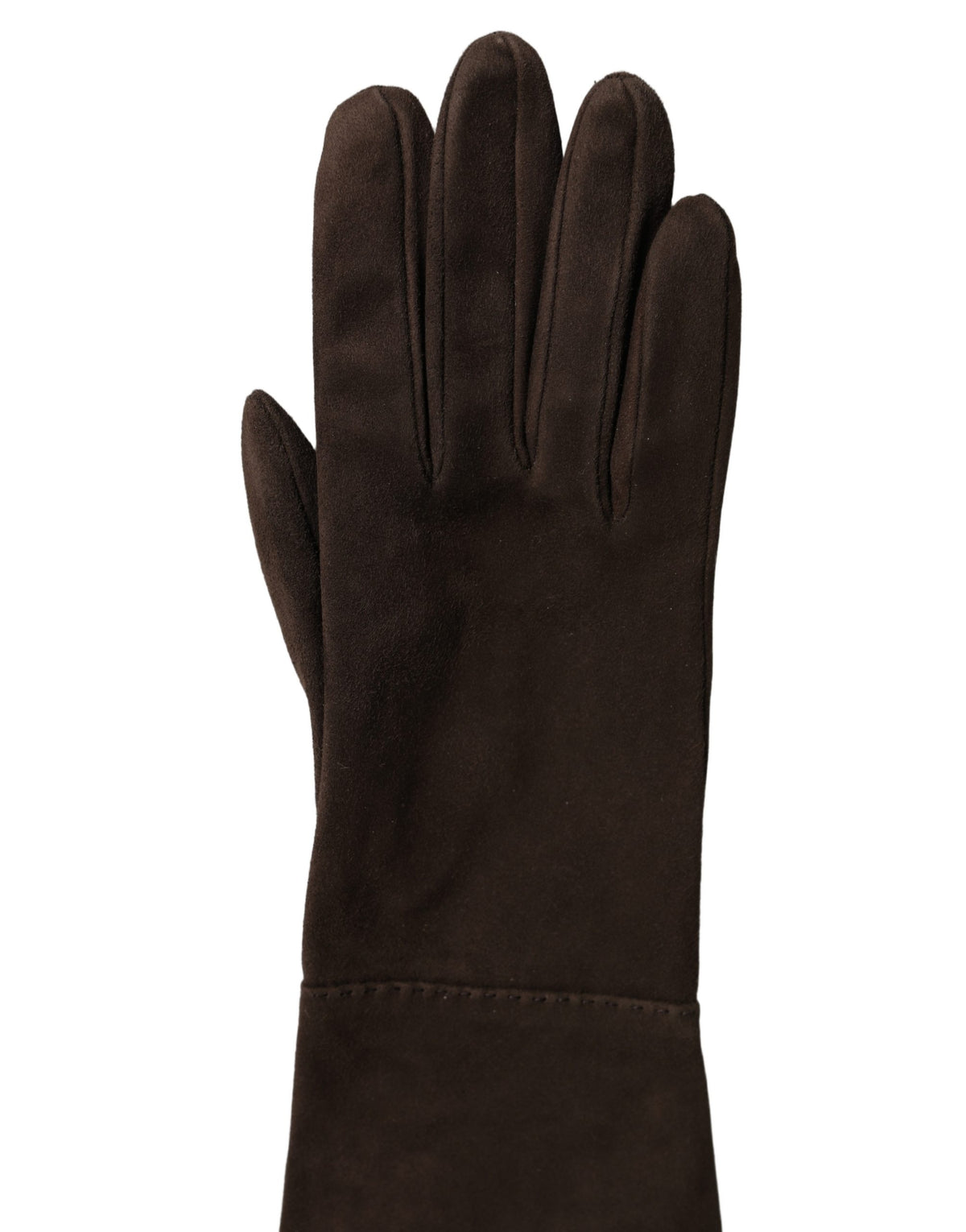 Dolce & Gabbana Brown Genuine Leather Suede Elbow Length Women's Gloves