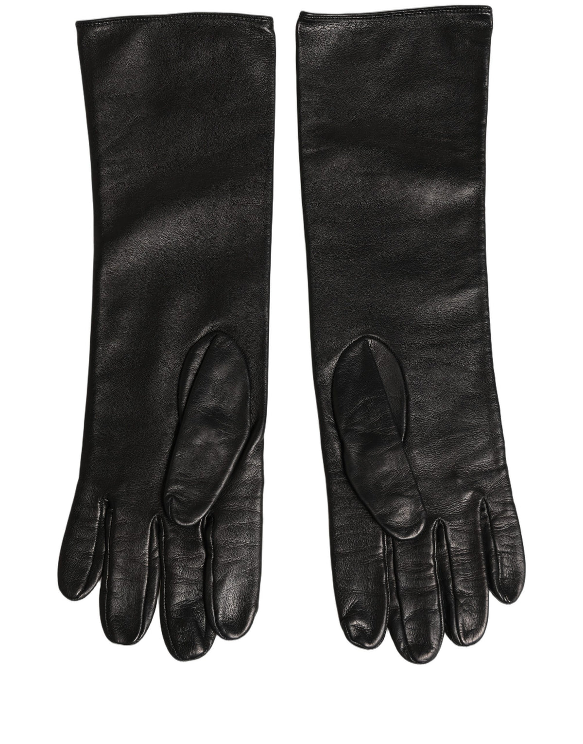 Dolce & Gabbana Black Genuine Leather Embossed DG Logo Women's Gloves