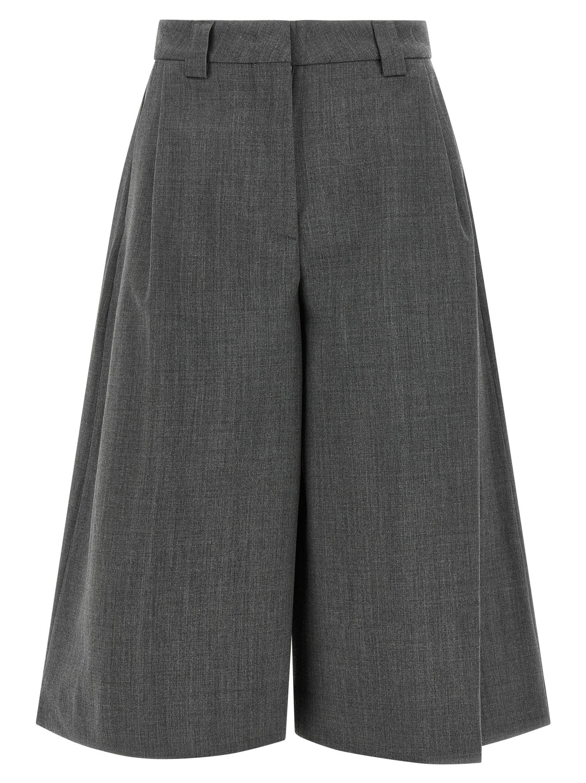 THELATEST Gray Polyester Bermuda Women's Shorts