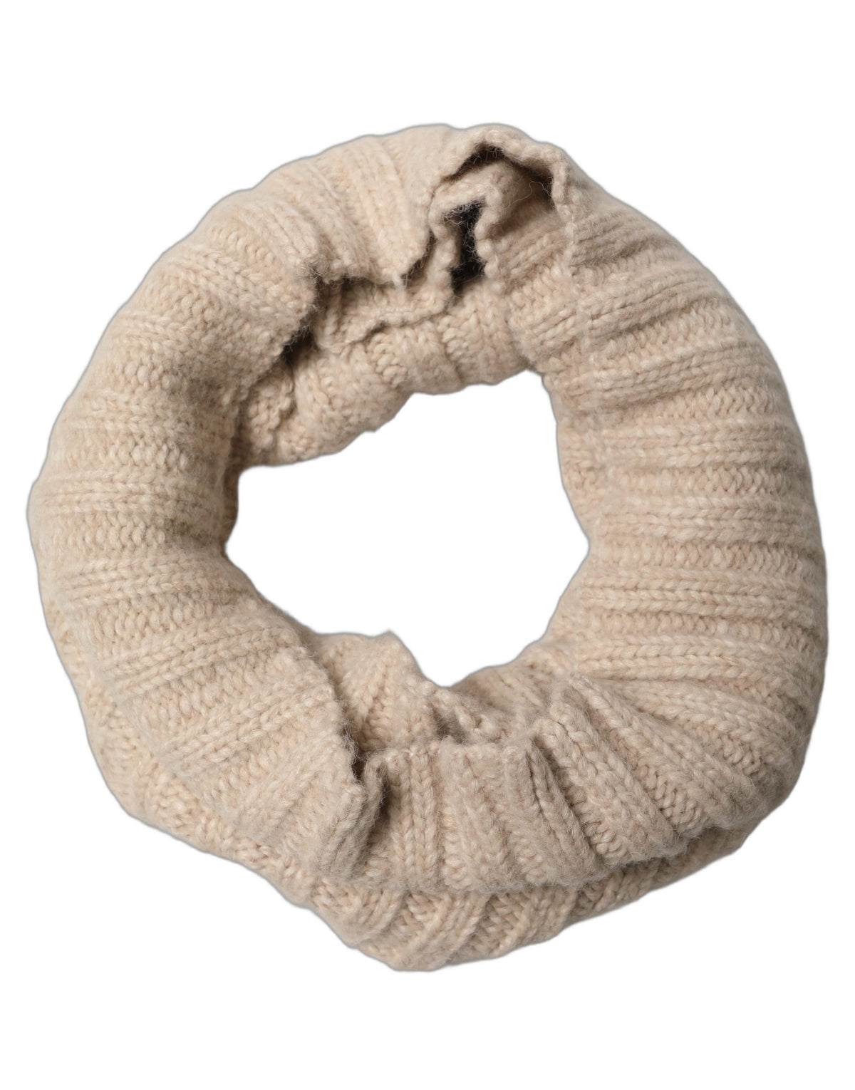 Dolce & Gabbana Light Beige Ribbed Knit Neck Warmer Women's Scarf