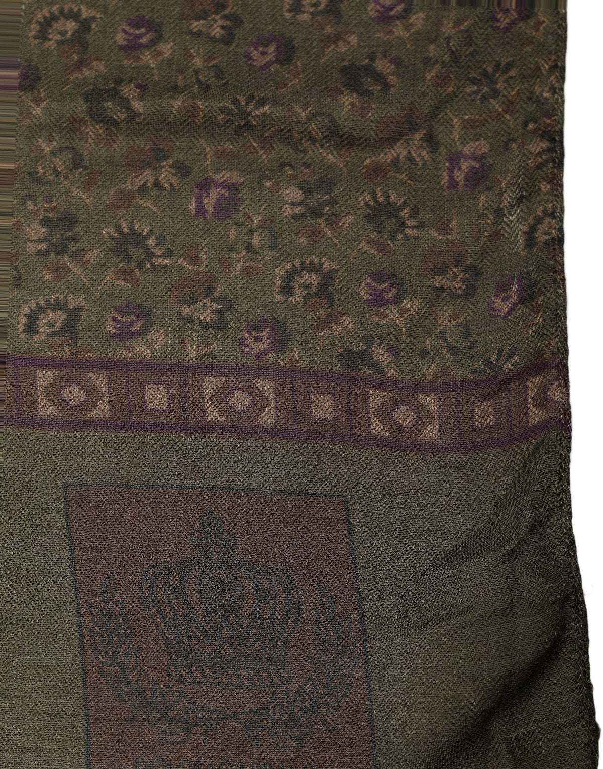 Dolce & Gabbana Olive Green Modal Floral Shawl Stole Women's Scarf (Pre-Owned)