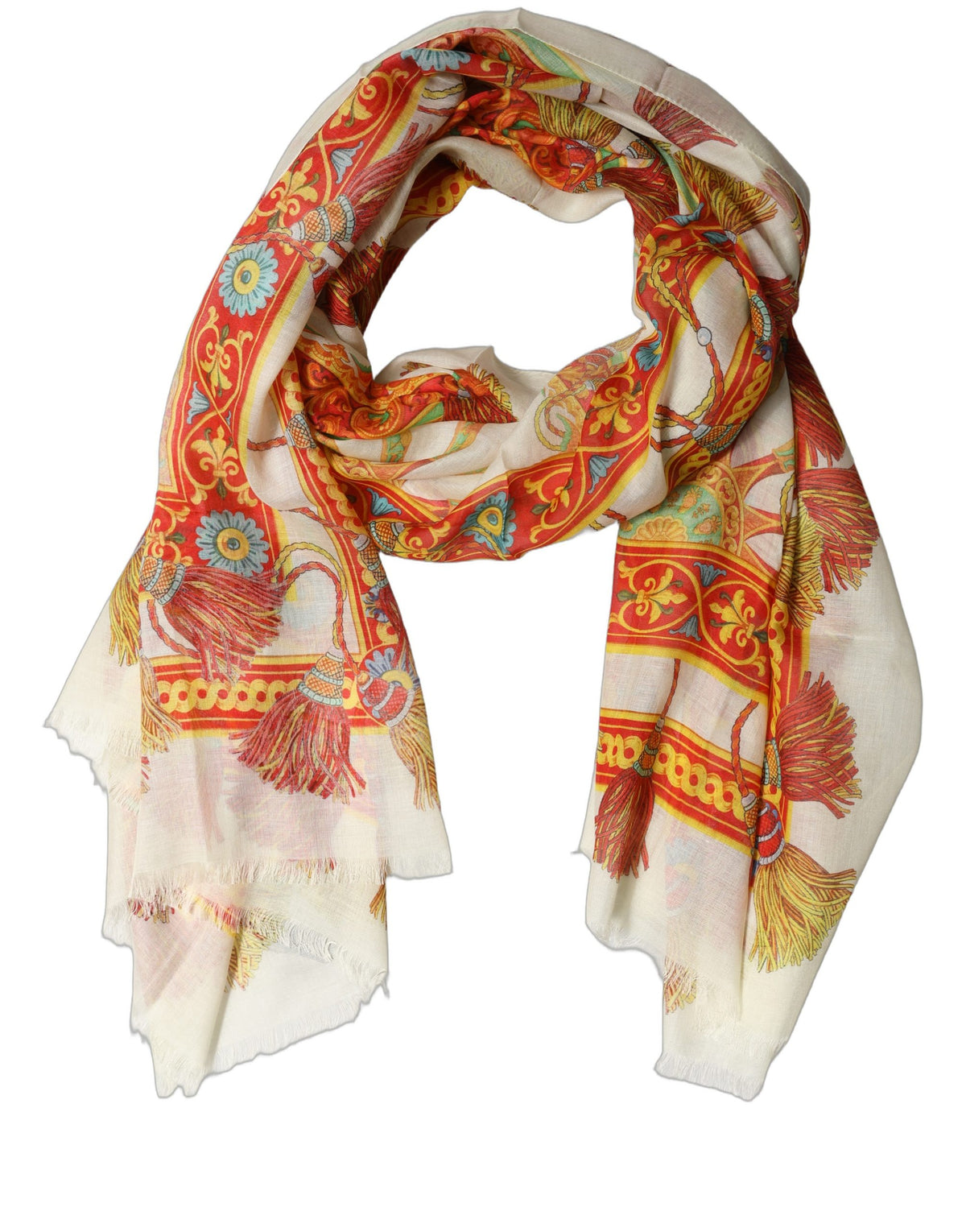 Dolce & Gabbana Multicolor Carretto Print Modal Shawl Women's Scarf (Pre-Owned)