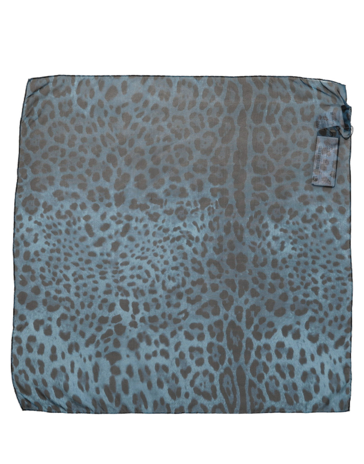 Dolce & Gabbana Blue Leopard Print Silk Square Foulard Women's Scarf