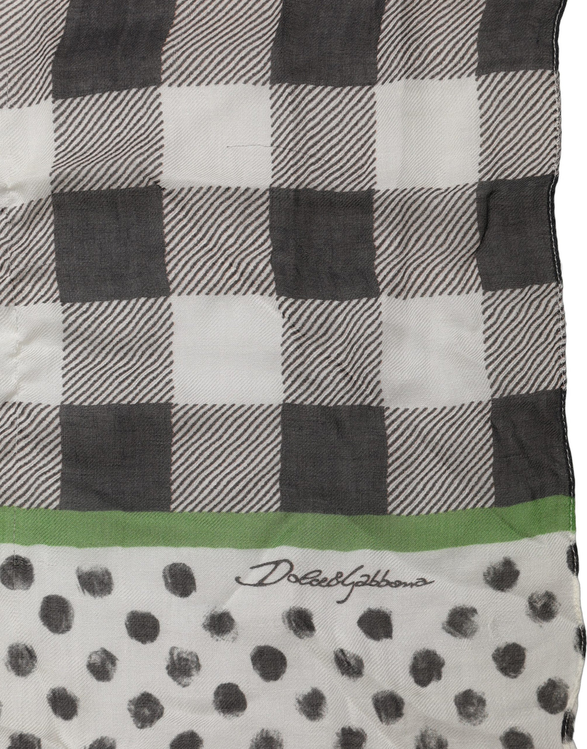 Dolce & Gabbana Black White Napoli Modal Check Shawl Women's Scarf