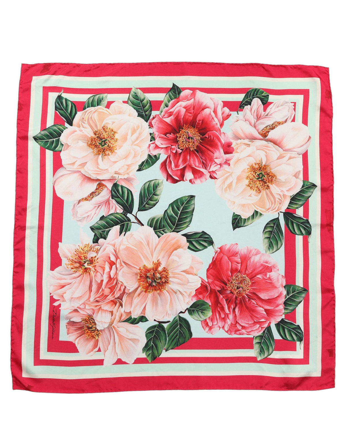 Dolce & Gabbana Multicolor Floral Print Square Foulard Women's Scarf (Pre-Owned)