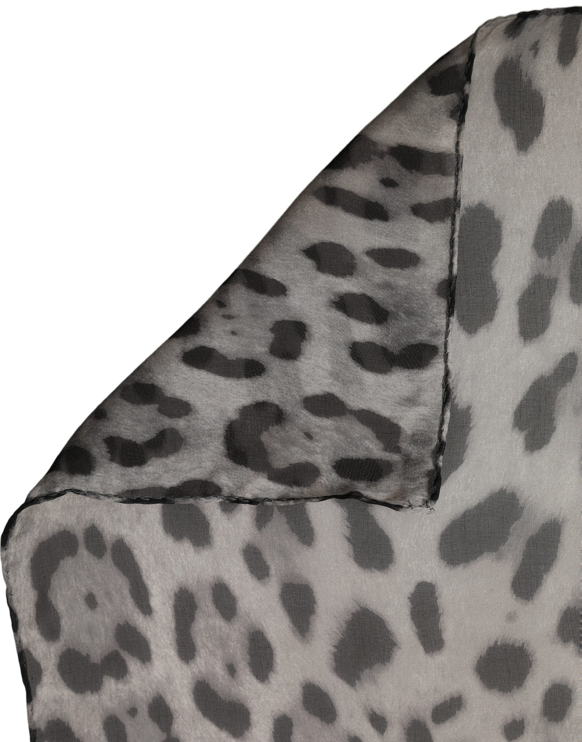 Dolce & Gabbana Gray Leopard Print Silk Square Foulard Women's Scarf