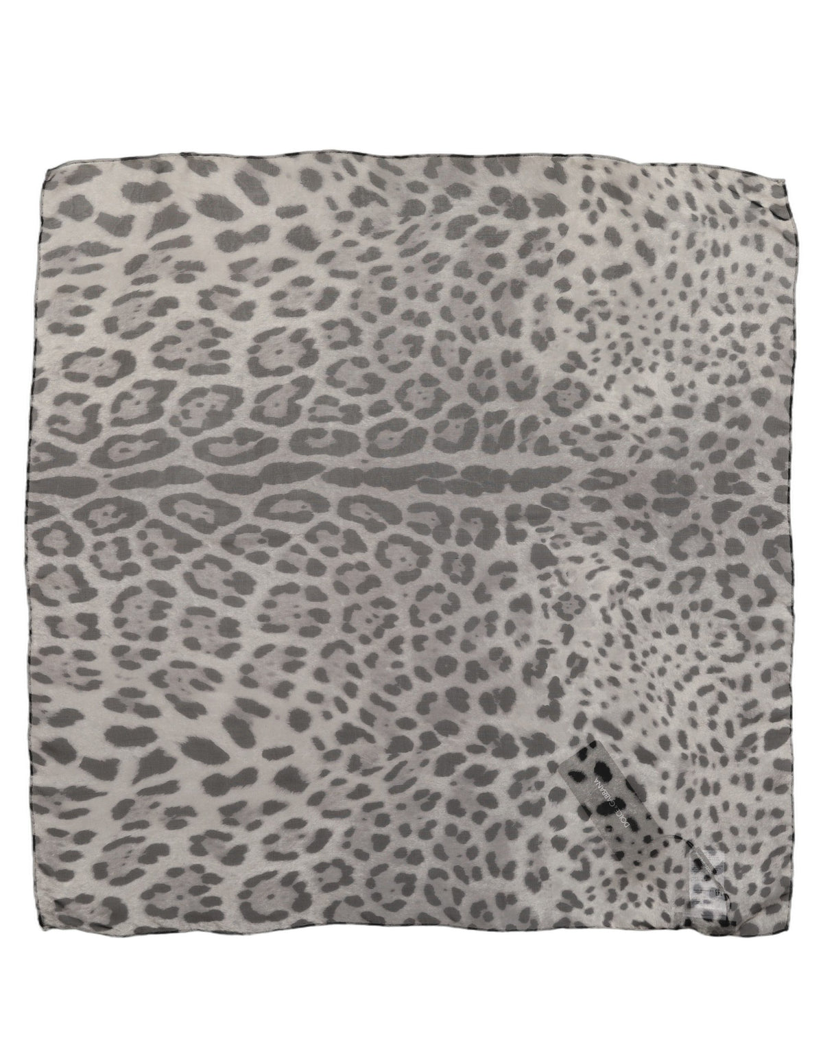 Dolce & Gabbana Gray Leopard Print Silk Square Foulard Women's Scarf