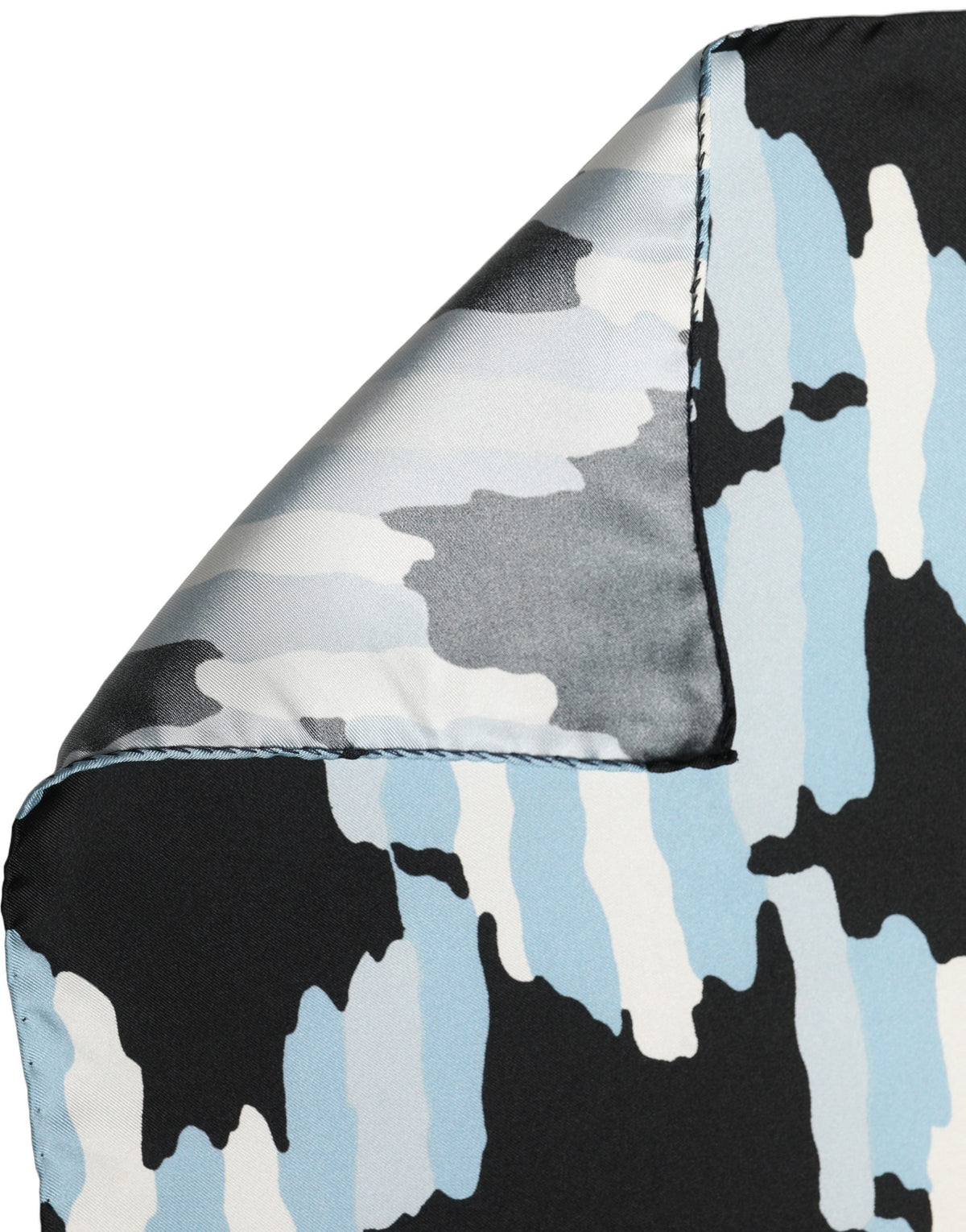 Dolce & Gabbana Black Blue Abstract Silk Shawl Stole Women's Scarf
