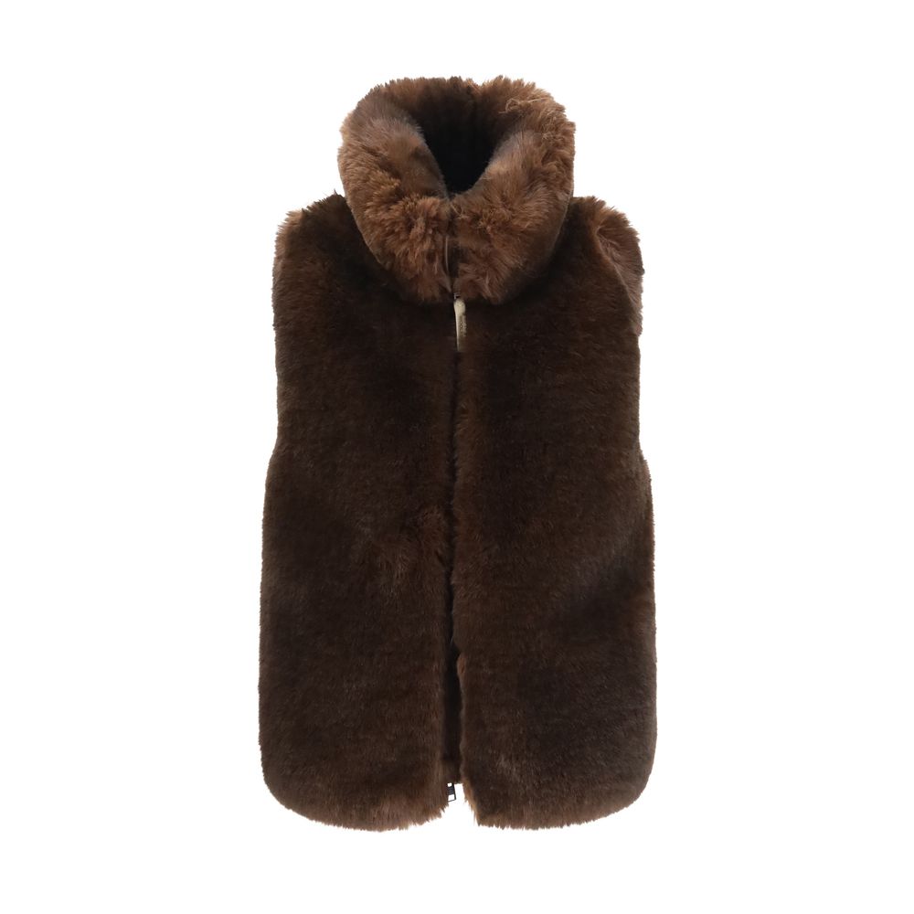 Woolrich Brown Polyester Sleeveless Women's Jacket