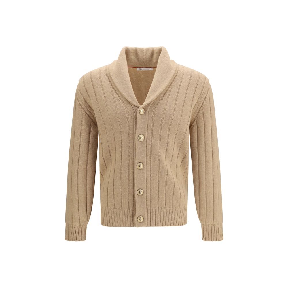 Brunello Cucinelli Beige Cashmere Men's Cardigan
