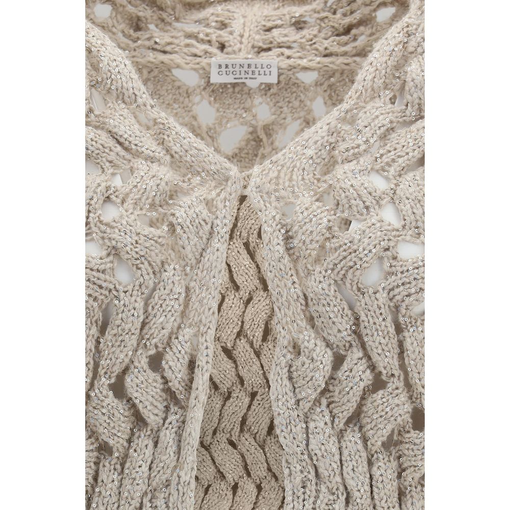 Brunello Cucinelli Beige Silk Women's Cardigan