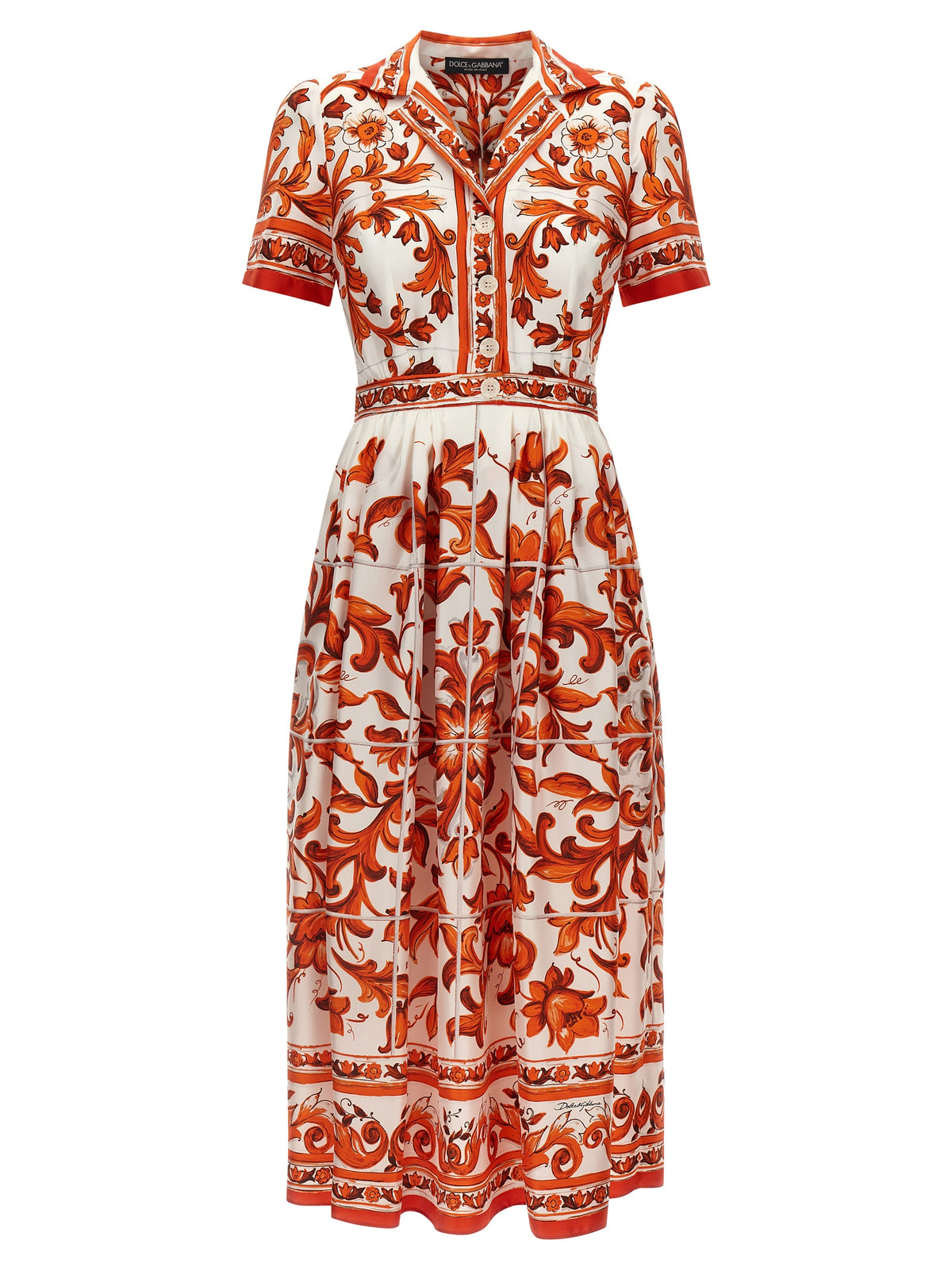 Dolce & Gabbana Orange Silk Midi Women's Dress