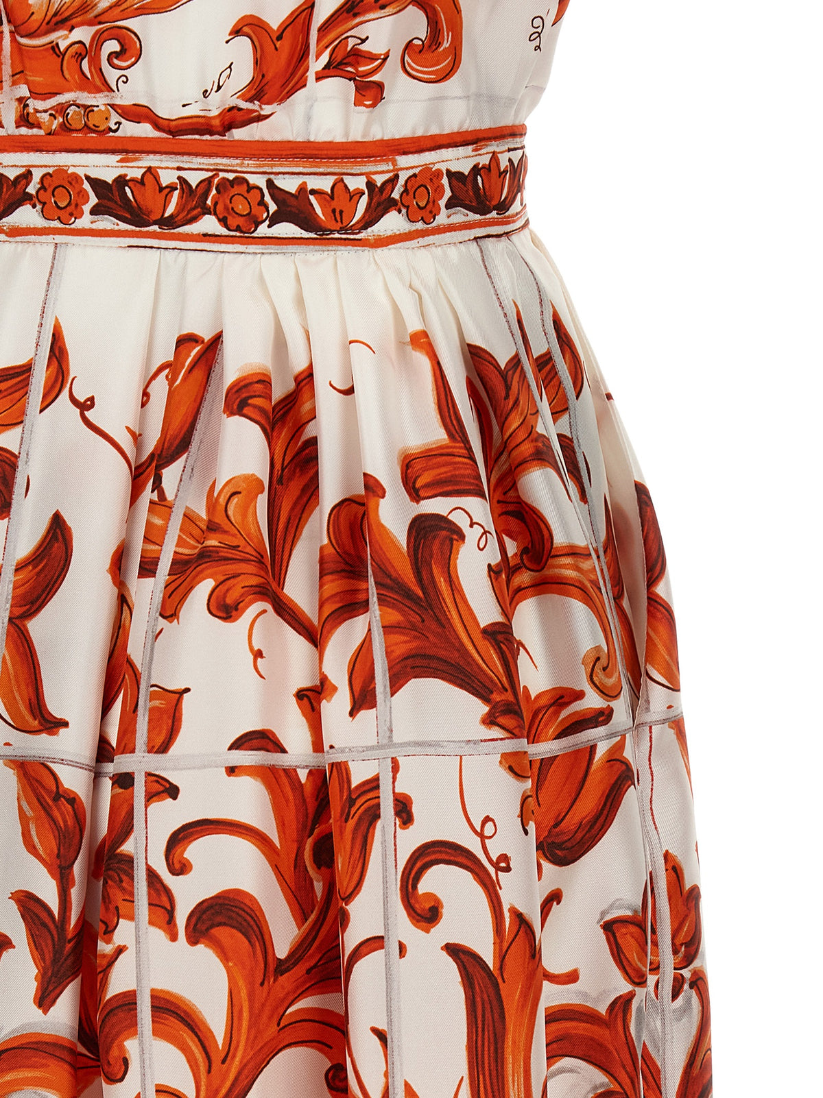 Dolce & Gabbana Orange Silk Midi Women's Dress