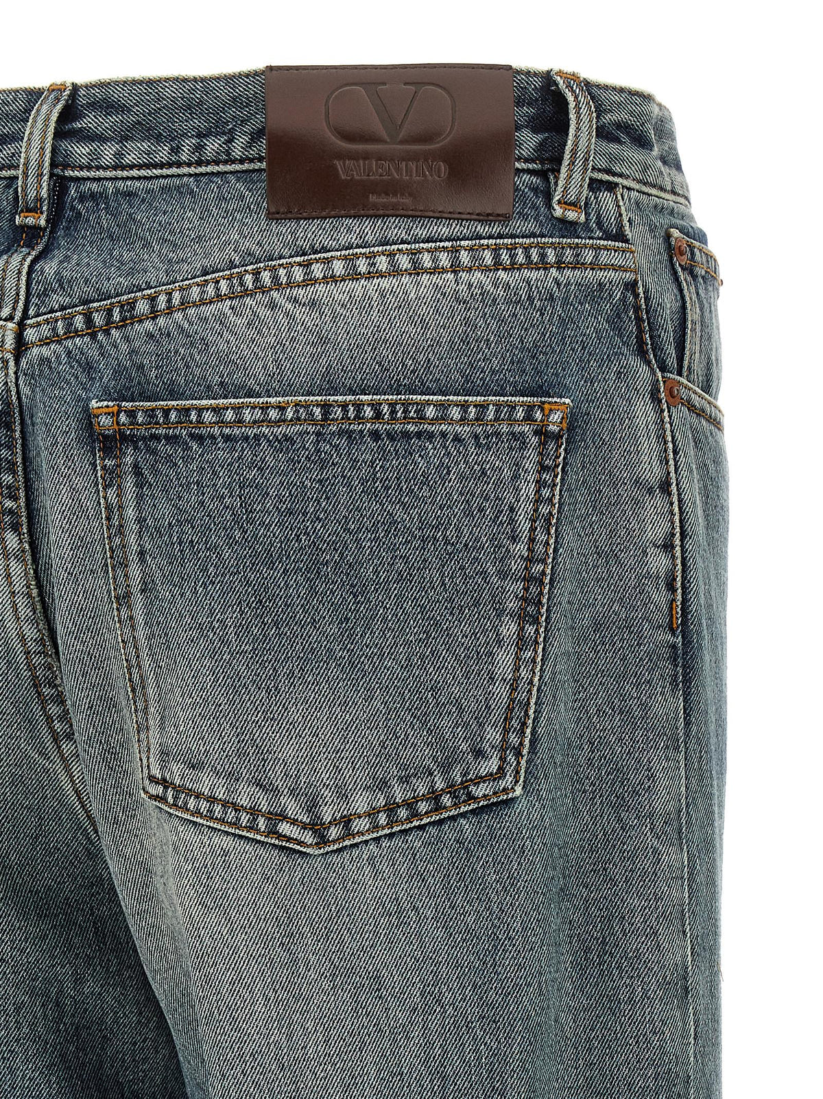 Valentino Garavani Blue Cotton Straight-Leg Men's Jeans